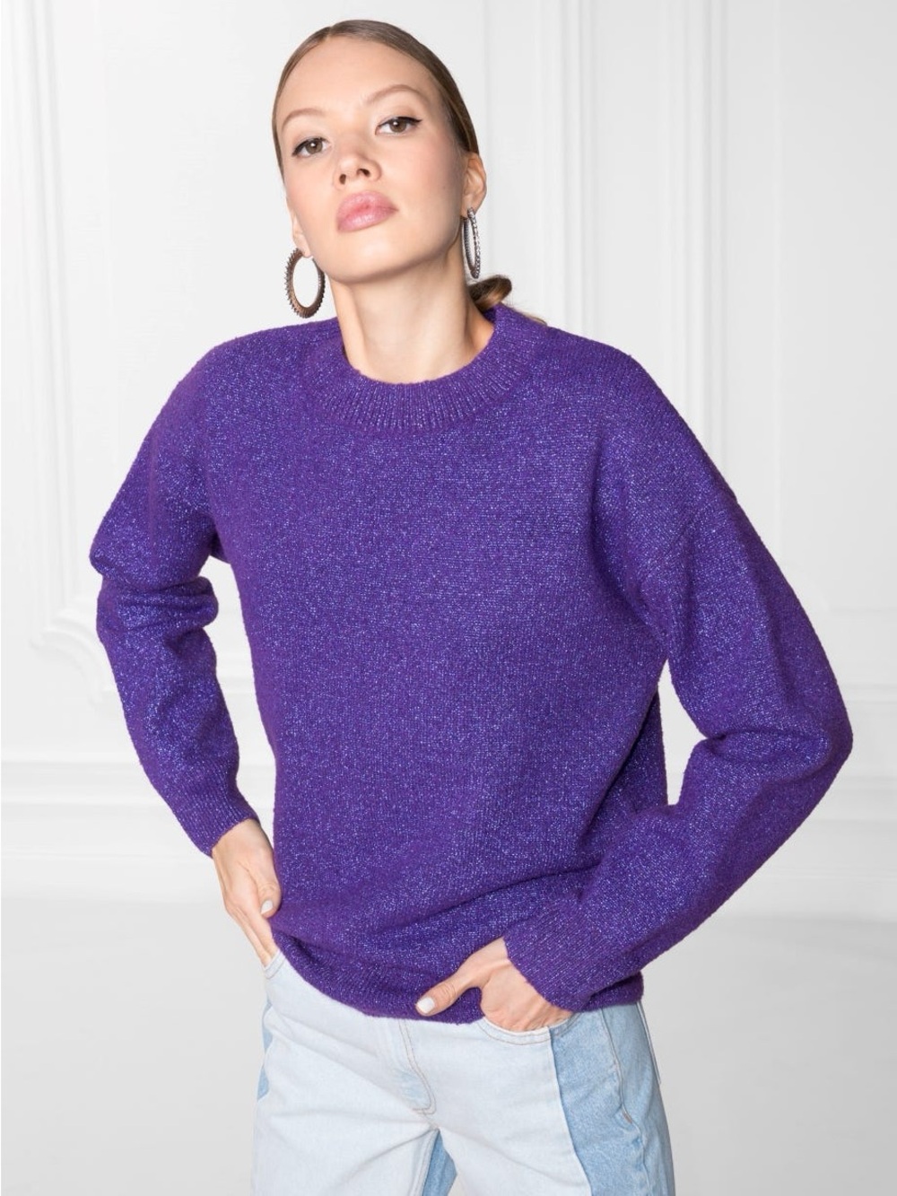 & Other Stories Sparkle Purple Crewneck Sweater